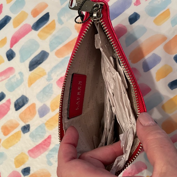 MWT Lauren, by Ralph Lauren, large, red wristlet - Picture 4 of 4